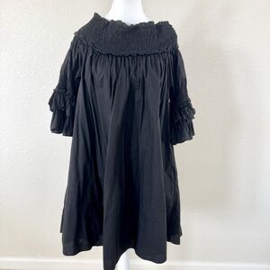 Anthropologie Ryu Size Large Black Off The Shoulder Tunic Dress Ruffle Sleeves